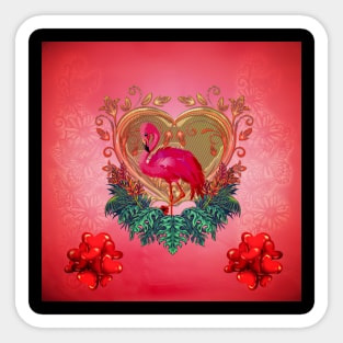 Wonderful flamingo with heart and flowers Sticker